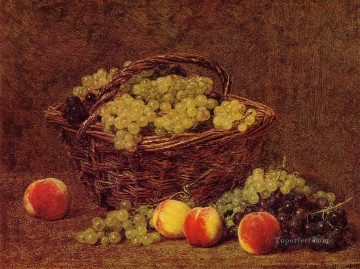  Uvas Pintura - Cesta de uvas blancas y melocotones Henri Fantin Latour